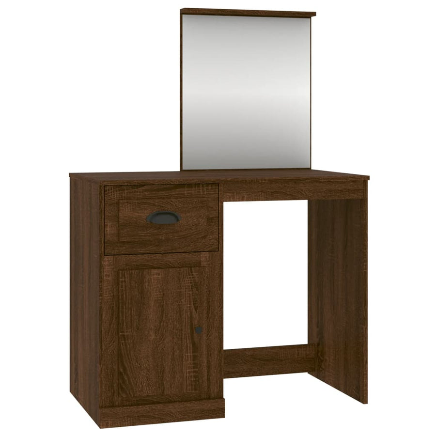 Dressing Table with Mirror Brown Oak 90x50x132.5 cm