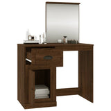 Dressing Table with Mirror Brown Oak 90x50x132.5 cm Engineered Wood - 45-Degree Angle