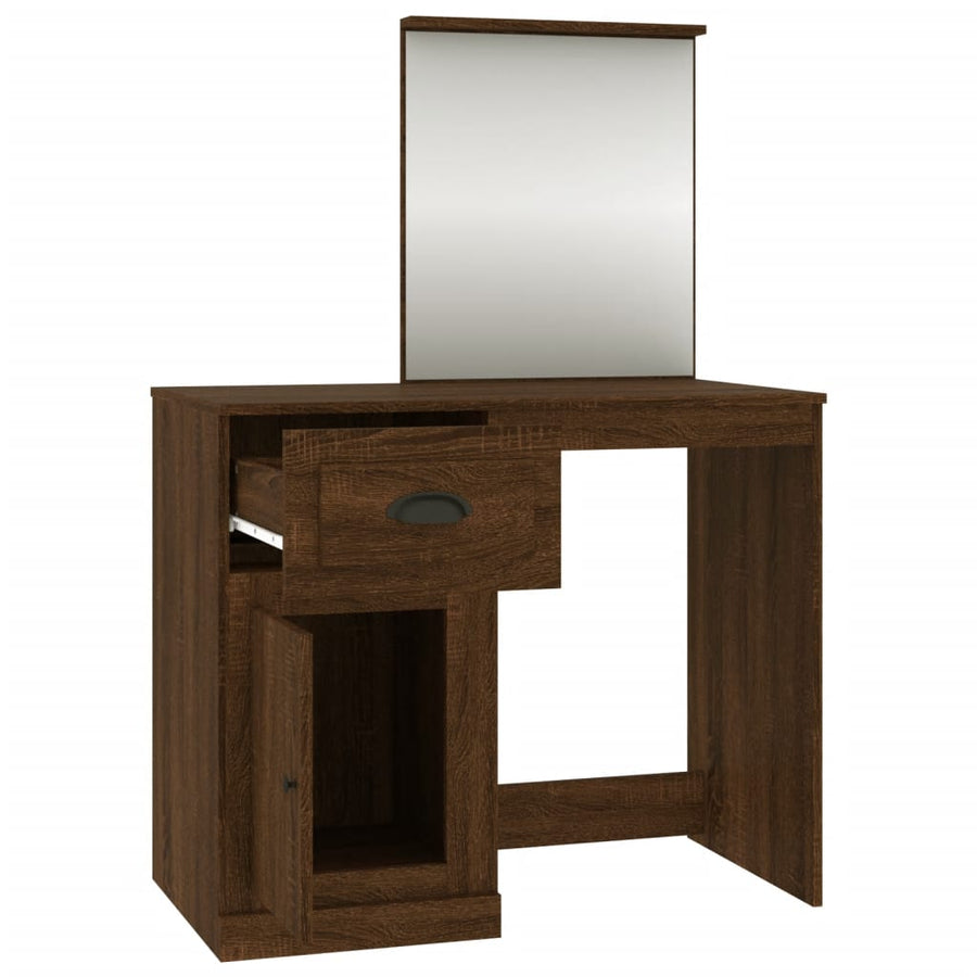 Dressing Table with Mirror Brown Oak 90x50x132.5 cm