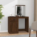 Dressing Table with Mirror Brown Oak 90x50x132.5 cm