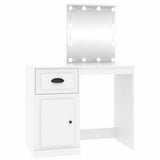 Dressing Table with LED White 90x50x132.5 cm Engineered Wood - Front View