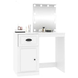 Dressing Table with LED White 90x50x132.5 cm Engineered Wood - Top-Down View