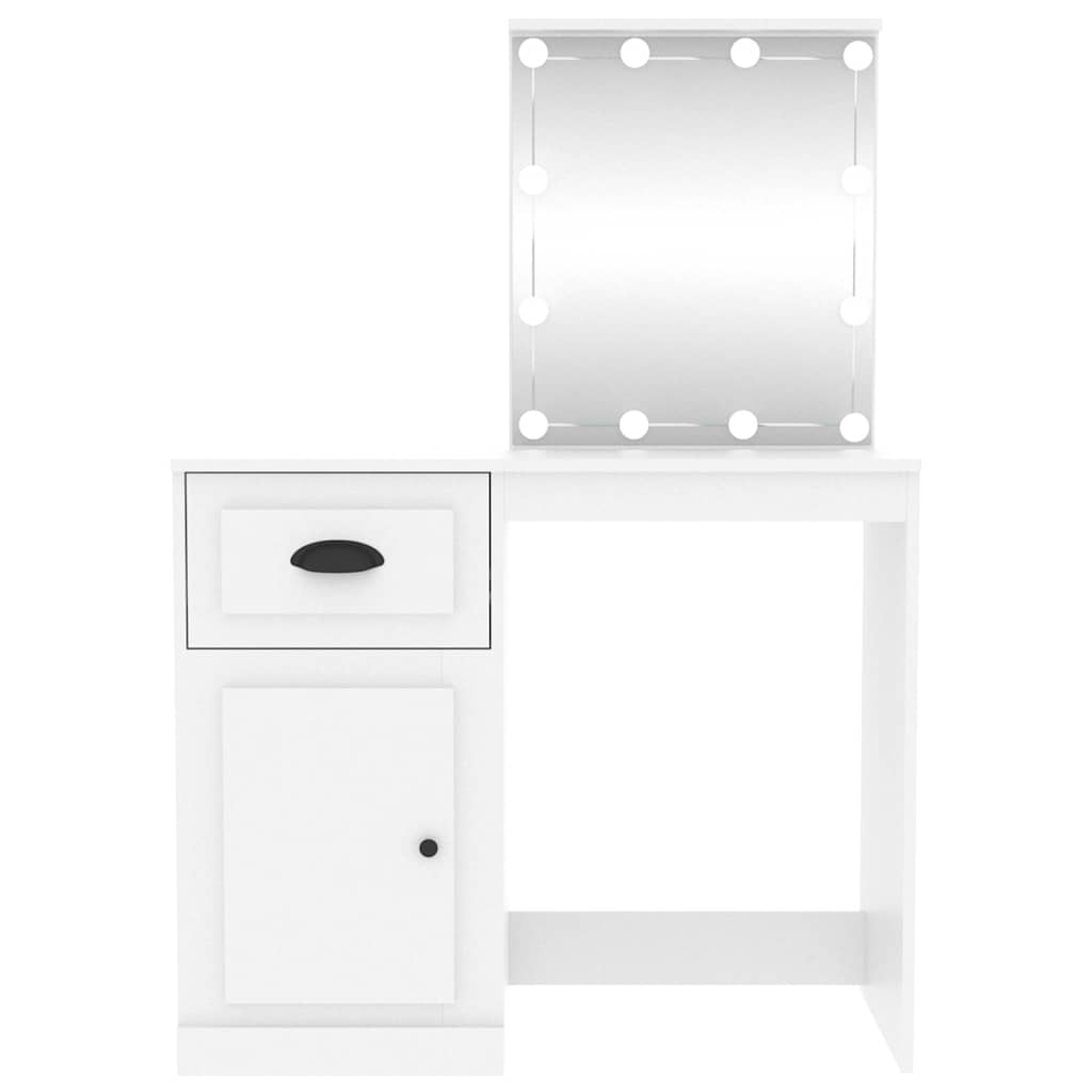 Dressing Table with LED White 90x50x132.5 cm Engineered Wood