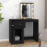 Dressing Table with LED Black 90x50x132.5 cm Engineered Wood - Side View