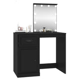 Dressing Table with LED Black 90x50x132.5 cm Engineered Wood - Top-Down View