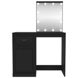 Dressing Table with LED Black 90x50x132.5 cm Engineered Wood - Rear View