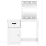 Dressing Table with LED High Gloss White 90x50x132.5 cm Engineered Wood - Rear View