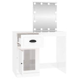 Dressing Table with LED High Gloss White 90x50x132.5 cm Engineered Wood