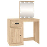 Dressing Table with LED Sonoma Oak 90x50x132.5 cm Engineered Wood - Front View