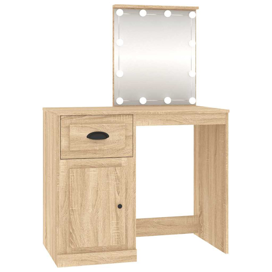 Dressing Table with LED Sonoma Oak 90x50x132.5 cm