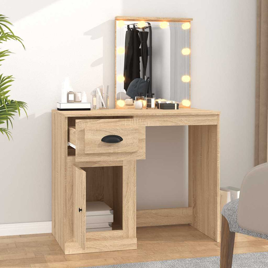 Dressing Table with LED Sonoma Oak 90x50x132.5 cm