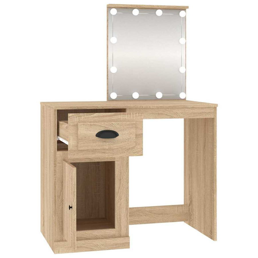 Dressing Table with LED Sonoma Oak 90x50x132.5 cm