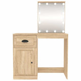 Dressing Table with LED Sonoma Oak 90x50x132.5 cm Engineered Wood - Extra Image