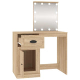 Dressing Table with LED Sonoma Oak 90x50x132.5 cm Engineered Wood - Extra Image