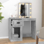 Dressing Table with LED Concrete Grey 90x50x132.5 cm