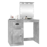 Dressing Table with LED Concrete Grey 90x50x132.5 cm Engineered Wood - Top-Down View