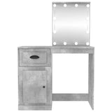 Dressing Table with LED Concrete Grey 90x50x132.5 cm Engineered Wood - Rear View