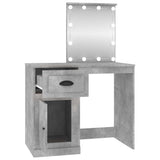 Dressing Table with LED Concrete Grey 90x50x132.5 cm Engineered Wood - Close-Up Angle