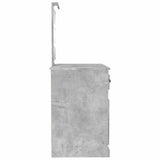 Dressing Table with LED Concrete Grey 90x50x132.5 cm Engineered Wood - Low Angle