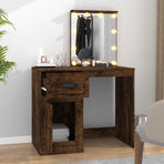 Dressing Table with LED Smoked Oak 90x50x132.5 cm