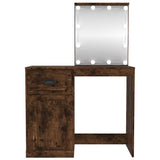 Dressing Table with LED Smoked Oak 90x50x132.5 cm Engineered Wood - Rear View