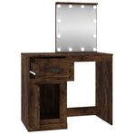 Dressing Table with LED Smoked Oak 90x50x132.5 cm