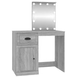 Dressing Table with LED Grey Sonoma 90x50x132.5 cm Engineered Wood - Front View