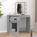 Dressing Table with LED Grey Sonoma 90x50x132.5 cm Engineered Wood - Side View
