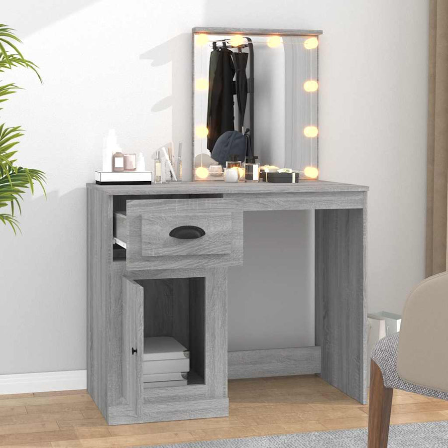 Dressing Table with LED Grey Sonoma 90x50x132.5 cm