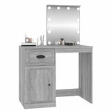 Dressing Table with LED Grey Sonoma 90x50x132.5 cm Engineered Wood - Top-Down View