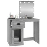 Dressing Table with LED Grey Sonoma 90x50x132.5 cm Engineered Wood - 45-Degree Angle