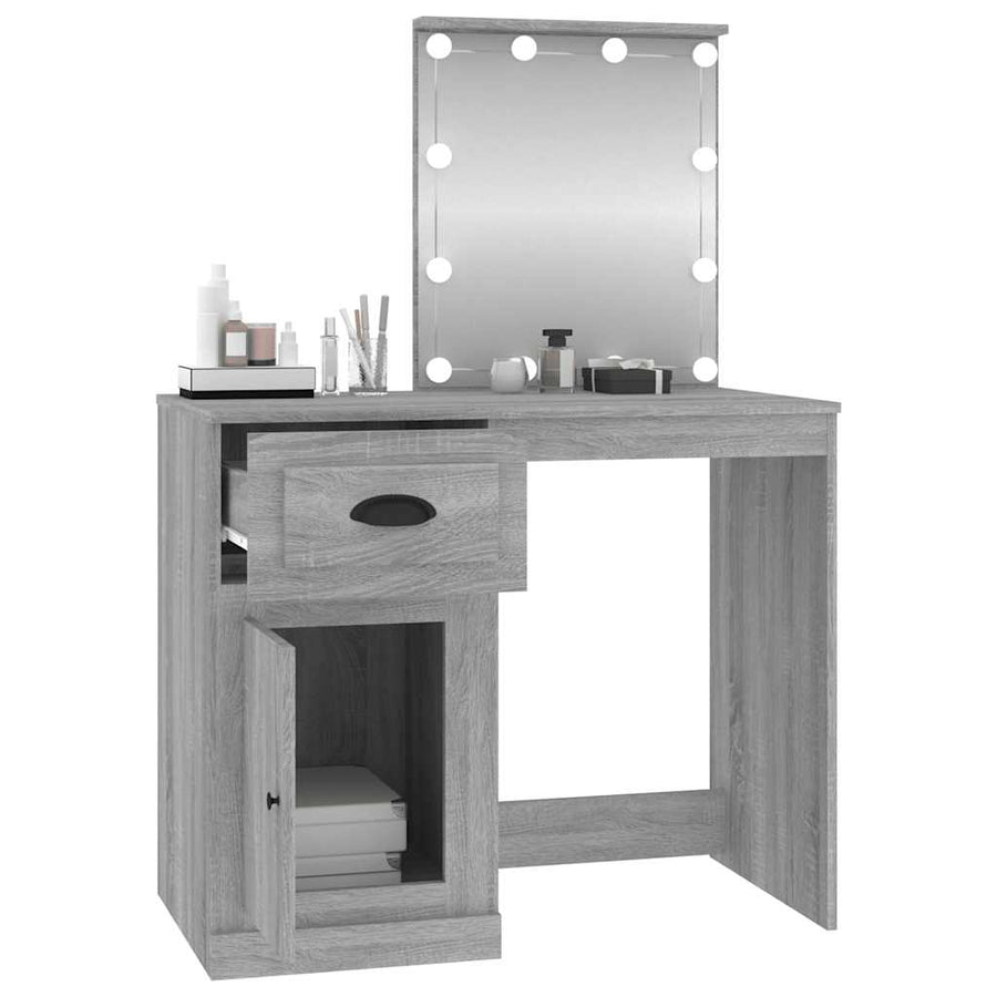 Dressing Table with LED Grey Sonoma 90x50x132.5 cm