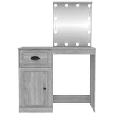 Dressing Table with LED Grey Sonoma 90x50x132.5 cm Engineered Wood - Rear View