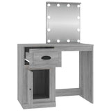 Dressing Table with LED Grey Sonoma 90x50x132.5 cm Engineered Wood - Close-Up Angle