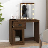 Dressing Table with LED Brown Oak 90x50x132.5 cm Engineered Wood - Side View