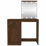 Dressing Table with LED Brown Oak 90x50x132.5 cm Engineered Wood - Rear View