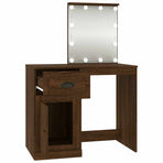 Dressing Table with LED Brown Oak 90x50x132.5cm Engineered Wood