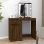 Dressing Table with LED Brown Oak 90x50x132.5cm Engineered Wood