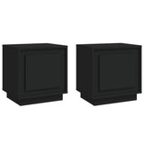 Bedside Cabinets 2 pcs Black 44x35x45 cm Engineered Wood - Front View