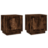 Bedside Cabinets 2 pcs Smoked Oak 44x35x45 cm Engineered Wood - Front View