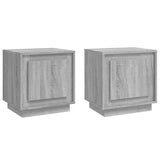 Bedside Cabinets 2 pcs Grey Sonoma 44x35x45 cm Engineered Wood - Front View