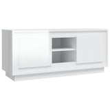 TV Cabinet High Gloss White 102x35x45 cm Engineered Wood - Front View