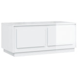 Coffee Table High Gloss White 102x50x44 cm Engineered Wood - Front View