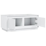 Coffee Table High Gloss White 102x50x44 cm Engineered Wood - Close-Up Angle