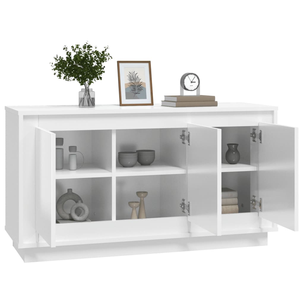 Sideboard High Gloss White 102x35x55 cm Engineered Wood
