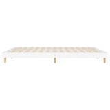 Bed Frame without Mattress White 183x203 cm King Engineered Wood - Close-Up Angle