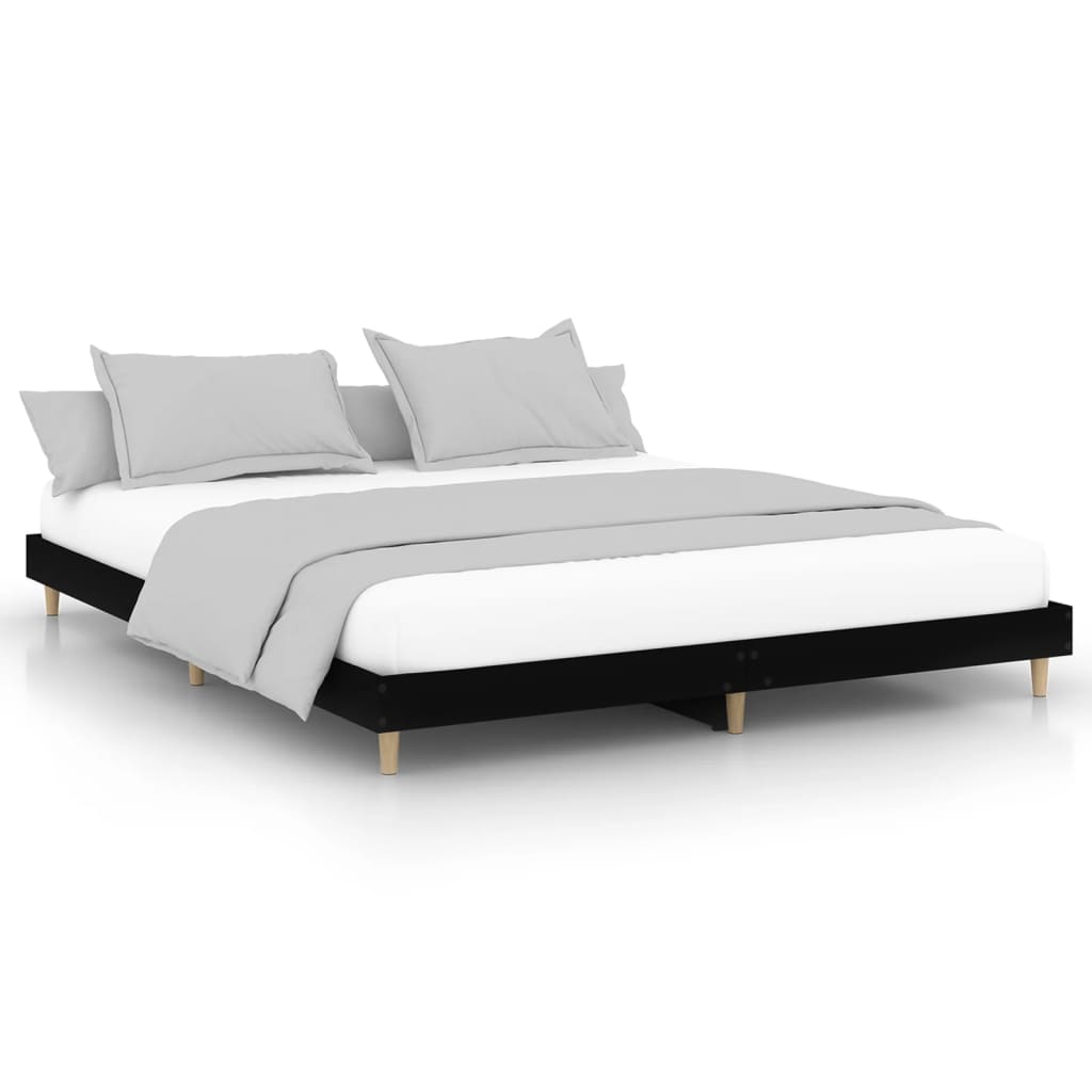 Bed Frame without Mattress Black 183x203 cm King Engineered Wood