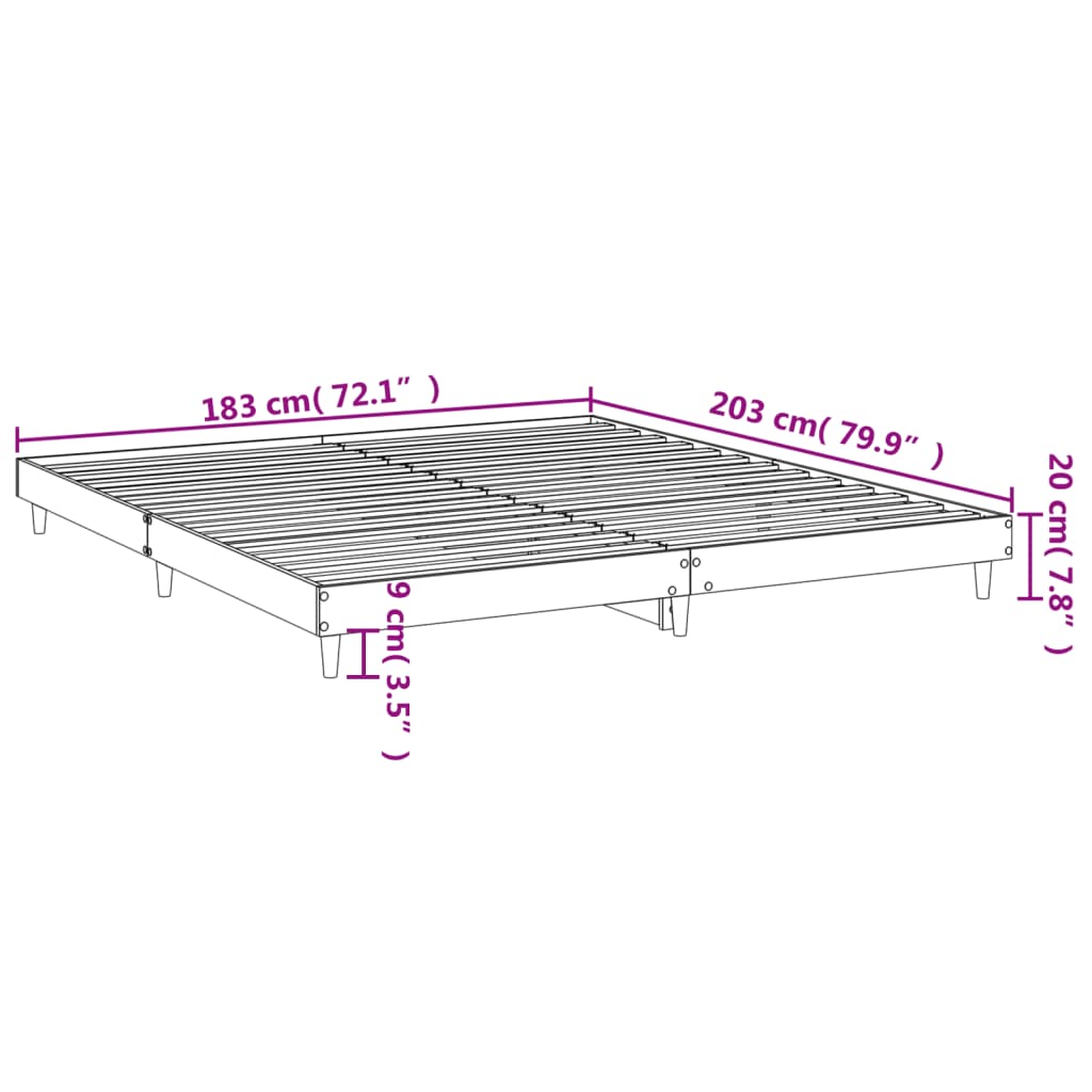 Bed Frame without Mattress Black 183x203 cm King Engineered Wood