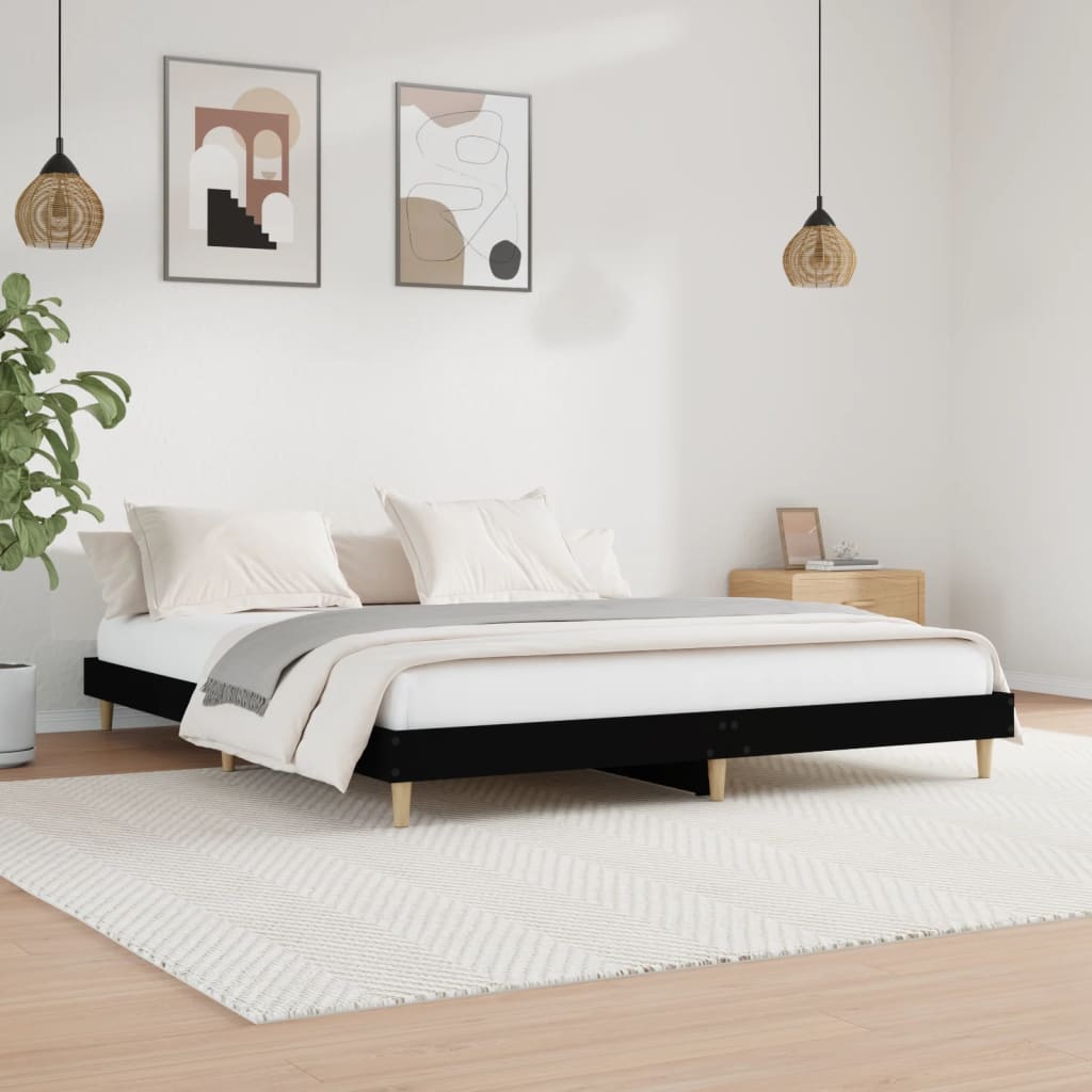 Bed Frame without Mattress Black 183x203 cm King Engineered Wood
