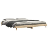 Bed Frame without Mattress Sonoma Oak 183x203 cm King Engineered Wood - Side View